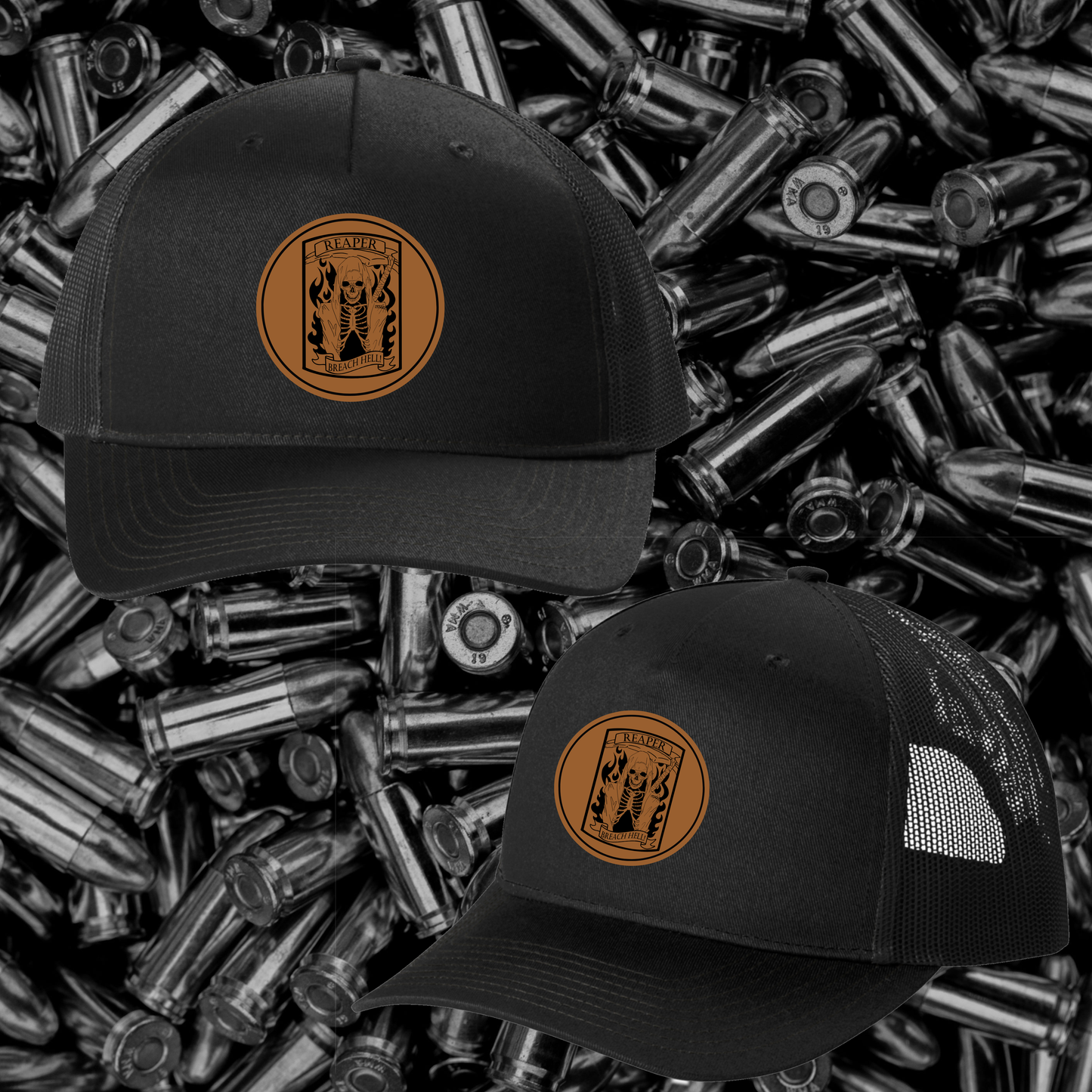 530th CEC-A "REAPERS" Black Snap-Back Trucker Hat PRESALE