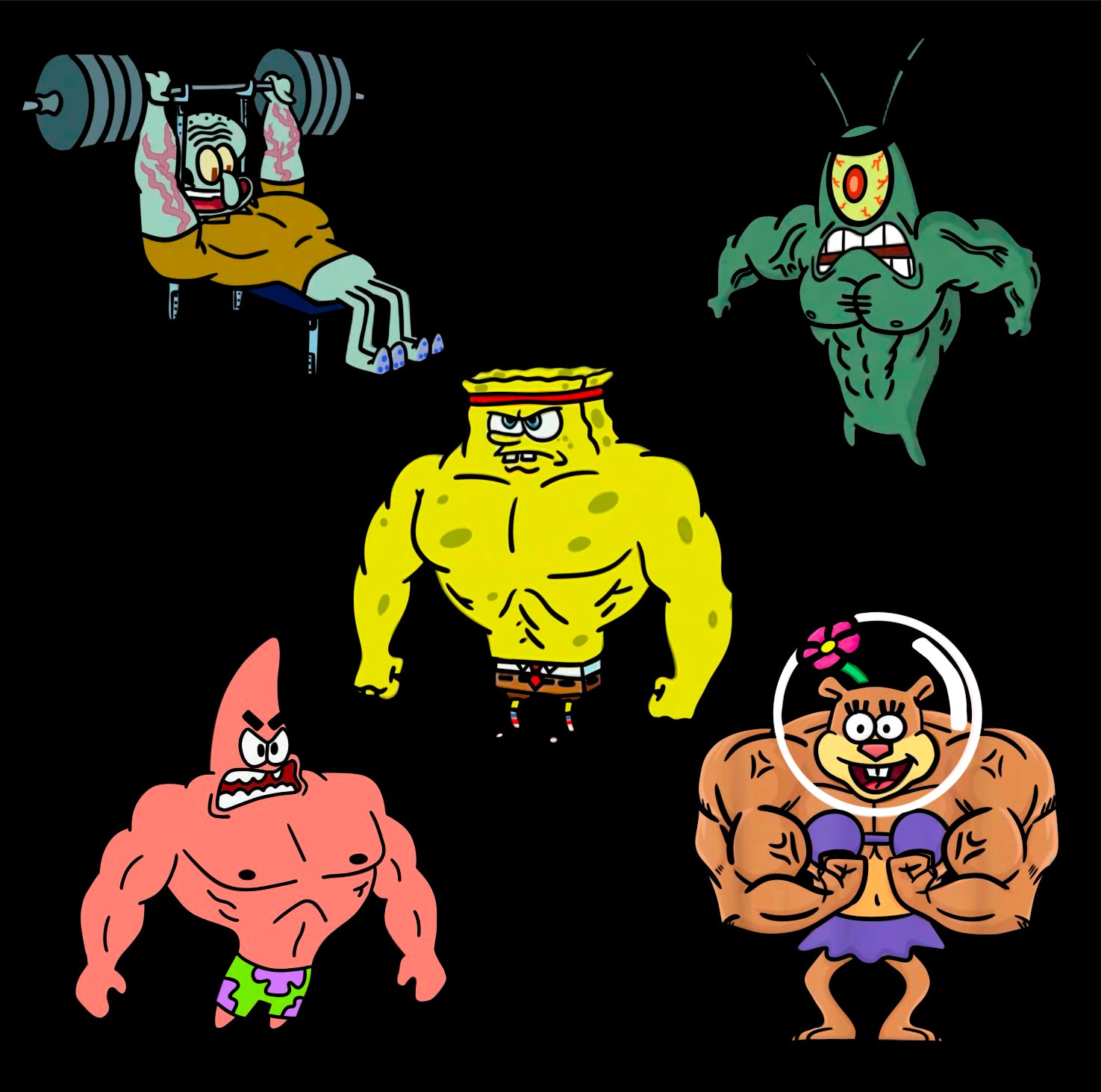 Sticker Pack: “Jacked SpongeBob Crew” – BULLETS AND BICEPS