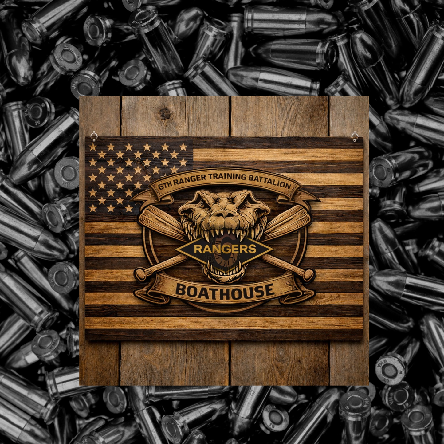 6th RTB Custom Wooden Flag