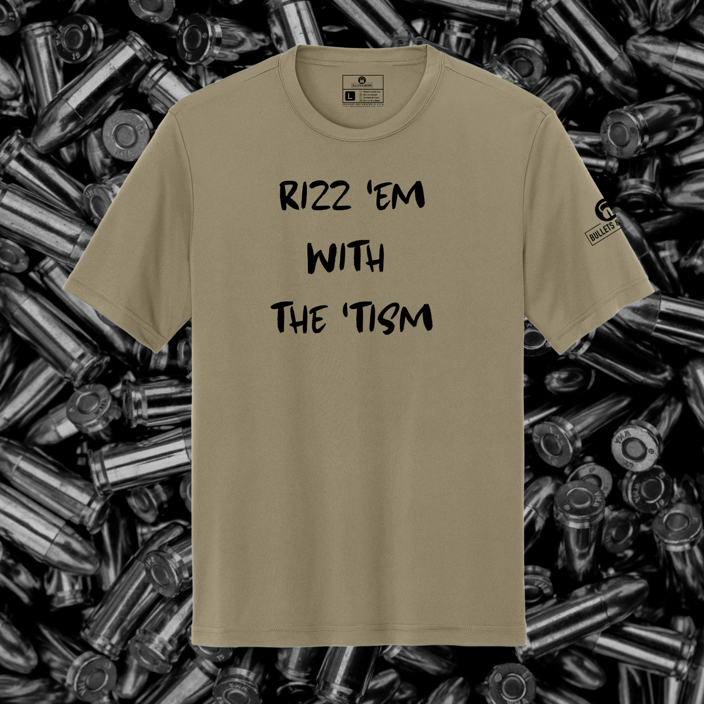 RIZZ 'EM WITH THE 'TISM Premium Poly Tan T